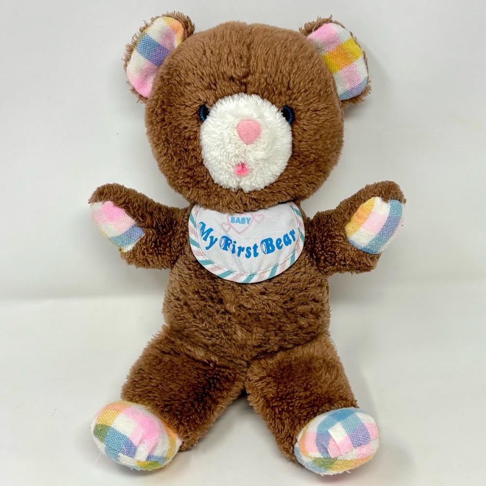 American Greetings Baby Soft Touch My First Bear Brown Plush Teddy 1982 Vintage